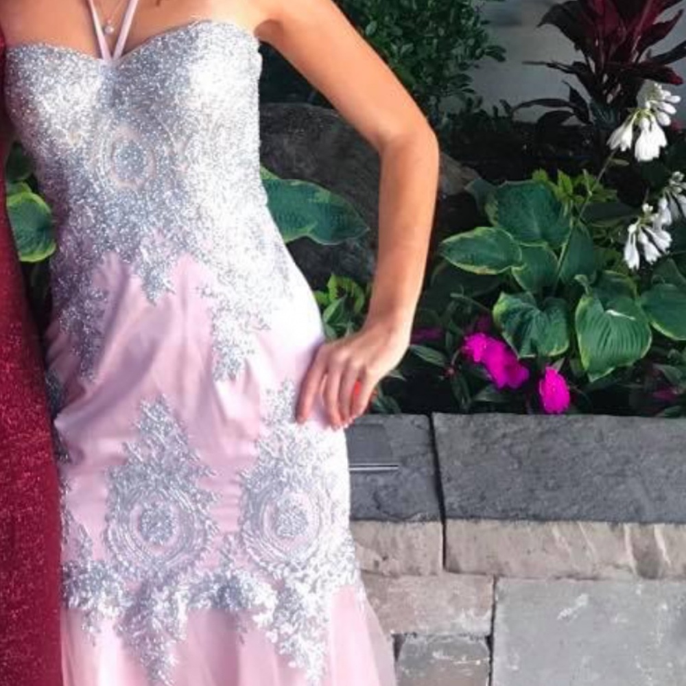 Champagne and light pink/coral beautiful mermaid prom dress